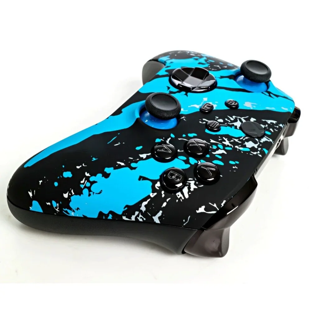 Xbox Wireless Gaming Controller with a Black/Blue Splash Shell - Never Used